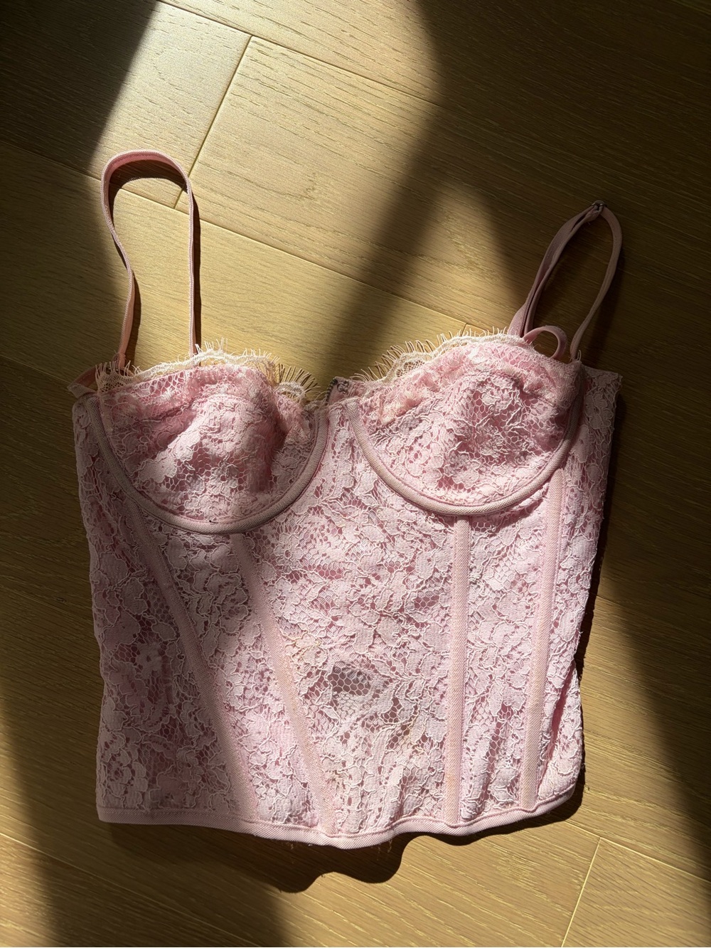 White Fox Boutique Pink Lace Bustier Corset Top